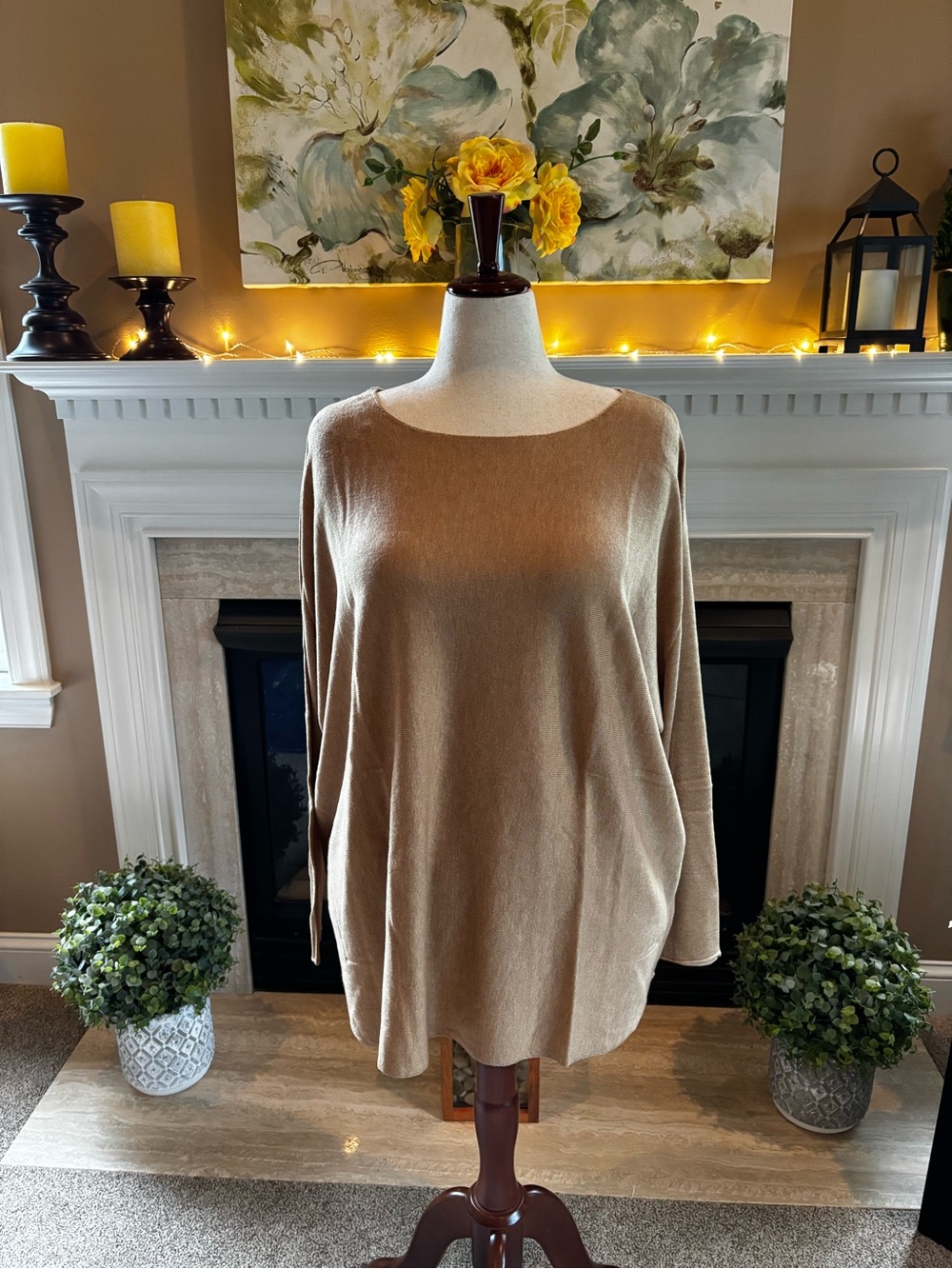 *NEW* INC Long Sleeve Shirt Tail Heather Ginger Tunic - Size 3XL